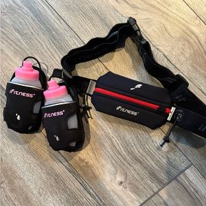 iFitness running belt and two pink water bottles